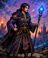 A sorcerer holding a glowing staff